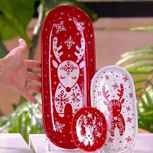 NEW Temp-tations Seasonal Set of 3 Sort and Stack Trays RED/WHITE WINTER WHIMSY